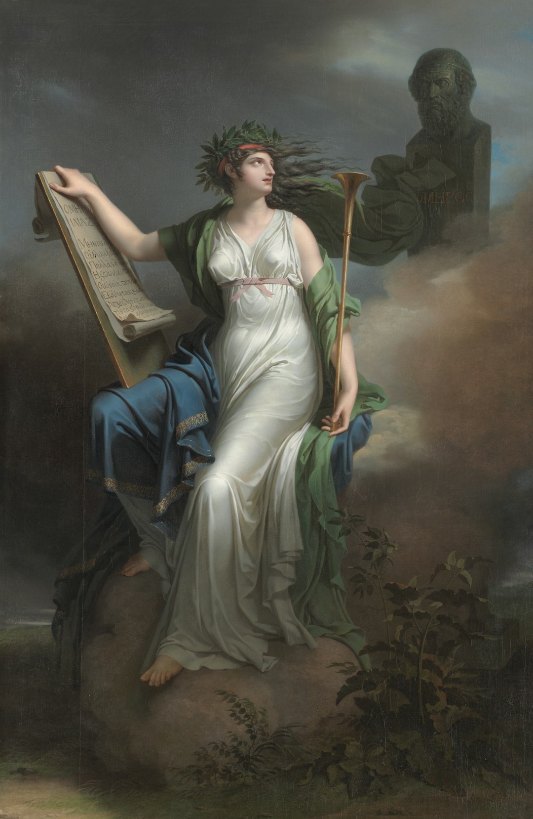 Calliope, Muse of Epic Poetry 1798 Charles Meynier (French, 1768–1832) France, late 18th-early 19th century oil on canvas Overall: 275 x 177 cm (108 1/4 x 69 11/16 in.) Severance and Greta Millikin Purchase Fund 2003.6.4